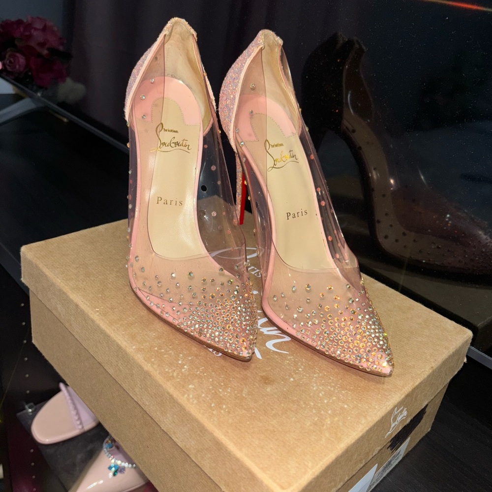 Christian Louboutin pigalle follies pvc strass, 100mm, size 42